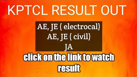 KPTCL RESULT OUT | AE, JE, JA,  kptcl result