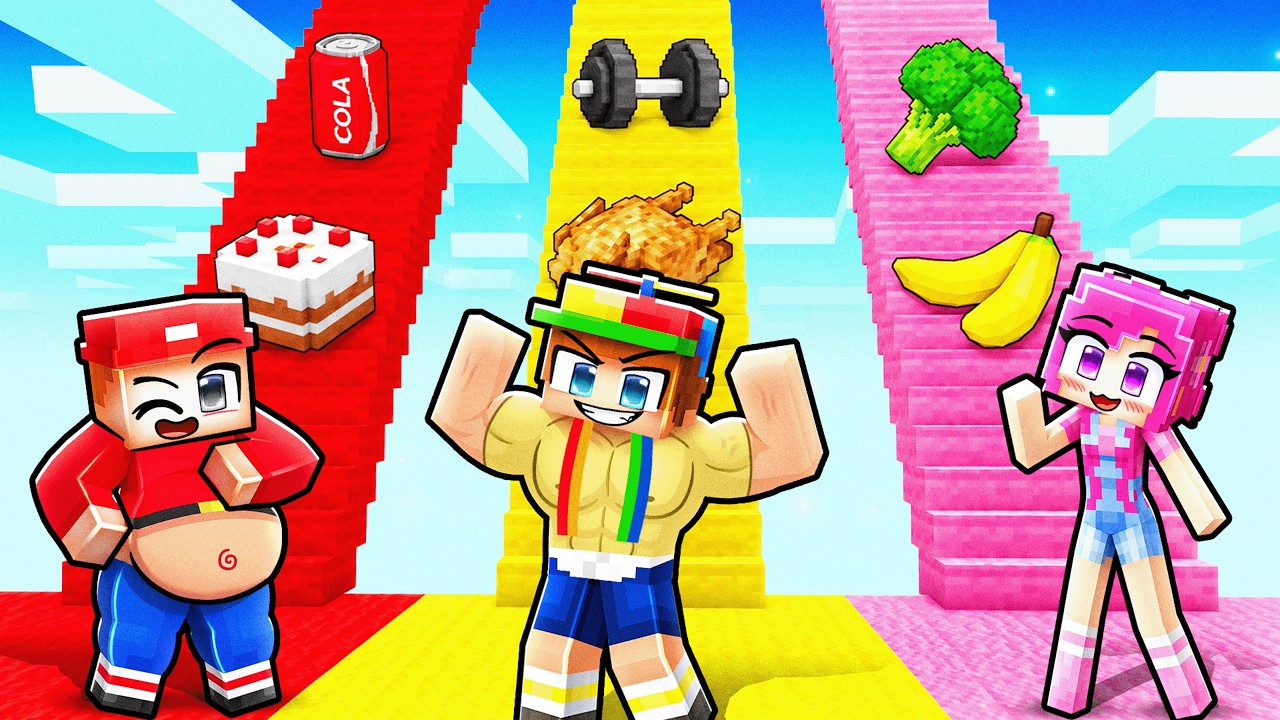 GYM vs FAT vs THIN Stairs Battle in Minecraft…