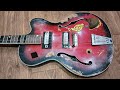 Vintage electric guitar restoration  1976 old semiacoustic guitar repair