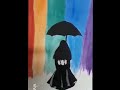 Painting of girl with umbrella