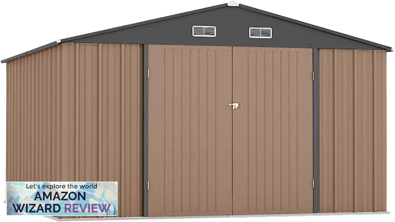 Garvee Brown Metal 10x8 FT Outdoor Storage Shed with Lockable