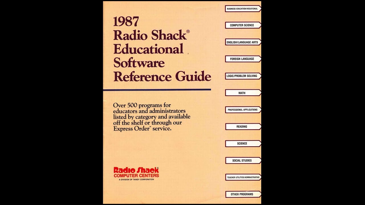 1986 Radio Shack Educational Software Reference Guide (RSC18E) YouTube
