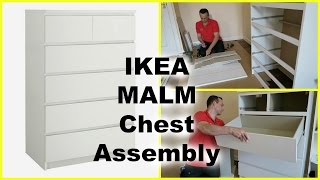 How to assemble Ikea Malm Chest of 6 Drawers with metal running rails Chest of 6 drawers MALM White dimensions 80x123 cm.