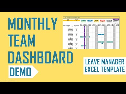 Employee Leave Manager Excel Template - Monthly Team Dashboard
