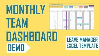 Employee Leave Manager Excel Template - Monthly Team Dashboard