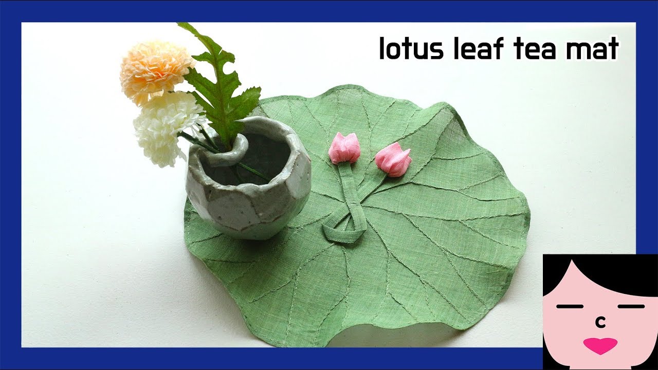 sewing lotus leaf tea mat _ Ramie fabric 모시 연잎다포 만들기 hand stitch