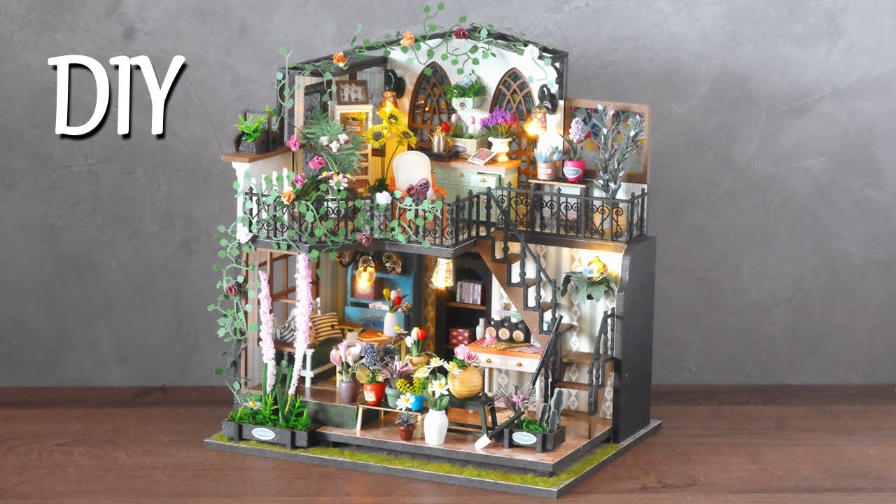 [4K] Darcy Flower House || DIY Miniature Dollhouse Kit - Relaxing ...