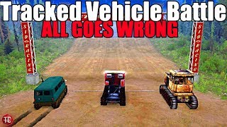 SpinTires MudRunner: TRACKED VEHICLES vs TRUCK NIGHT!! HUGE GLITCHES!