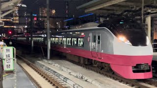 E657系ｶﾂK12編成（フレッシュひたち色リバイバル塗装・赤色※スカーレットブロッサム塗装・連結器カバー無し）が特急ときわ81号高萩行きとして東京駅8番線に到着停車！（81M）2024.5.12