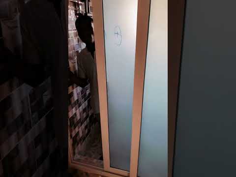 bathroom sliding door with frosted glass