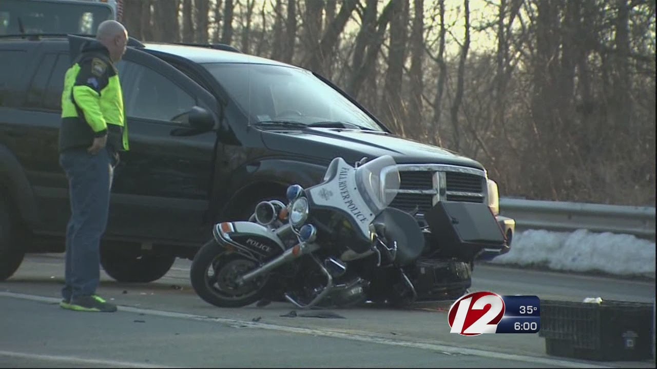 Officer on motorcycle struck by car - YouTube