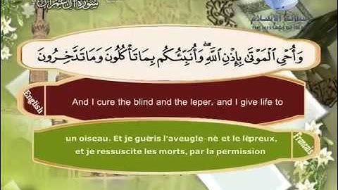 مقطع من سورة آل عمران الآيات ٤٦-٤٧-٤٨-٤٩-٥٠-٥١-٥٢.