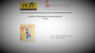 Question Set 44 | Database Management System | Java Institute | Tharuka navodya