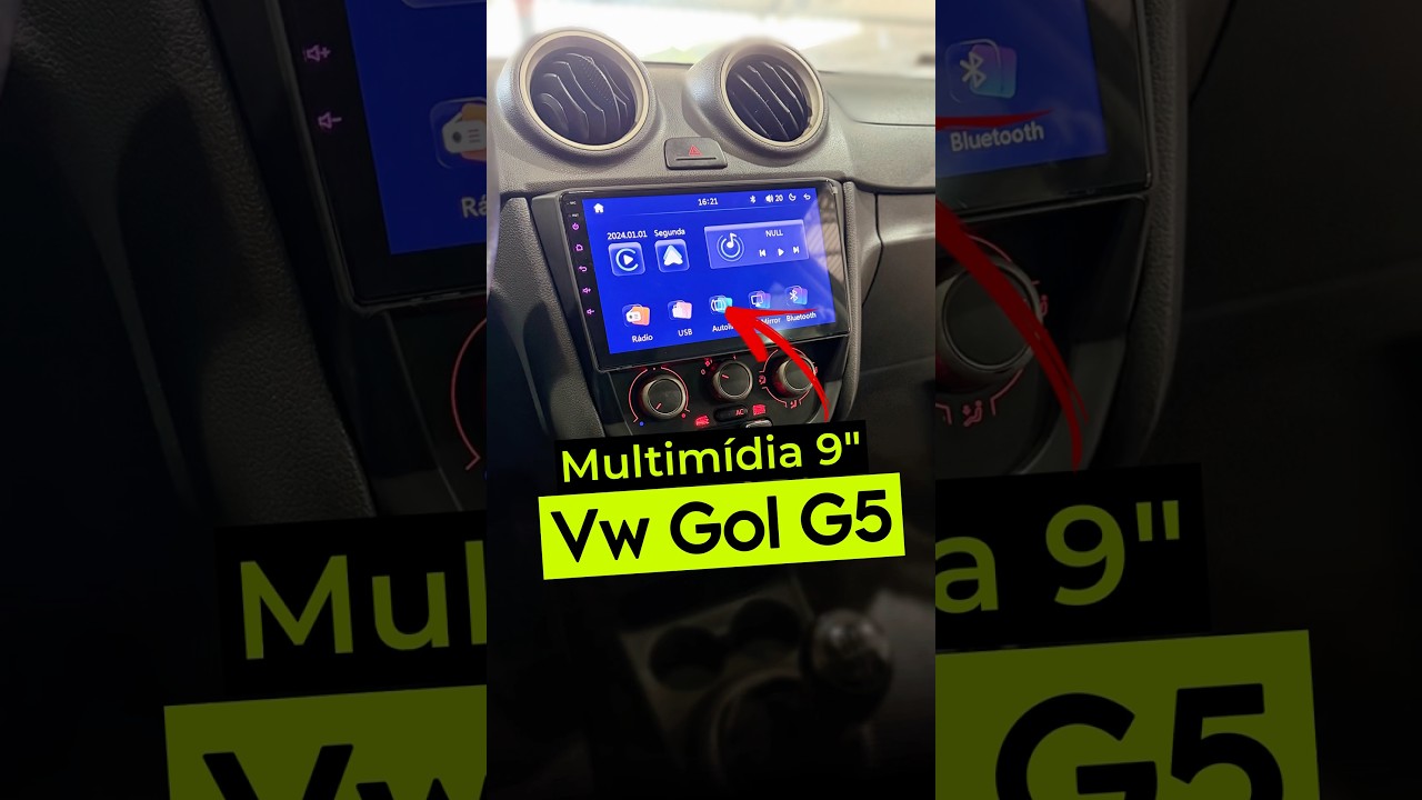 Instalação Multimídia 9 No Volkswagen Gol G5 ☑️ Moldura 2 Botões #volkswagen #vwgol #shorts