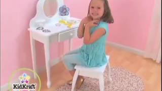 Kidkraft Drewniana Biała Toaletka Ze Stołeczkiem