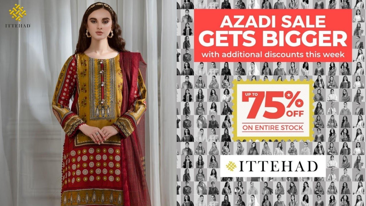 Ittehad unstitched premium & designer collection'22/Ittehad AZADI SALE GETS BIGGER upto 75% off 2022
