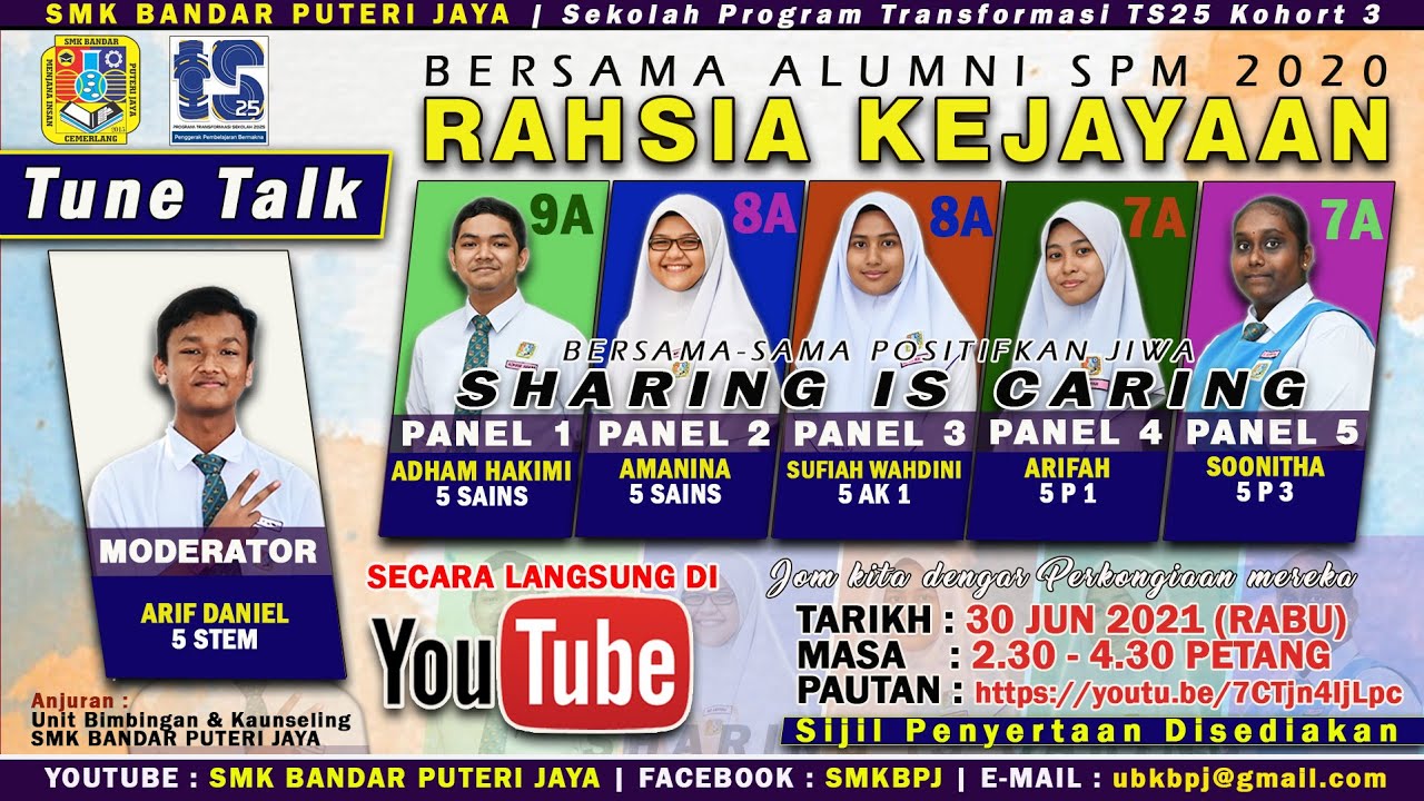 Program Tune Talk RAHSIA KEJAYAAN bersama Alumni SPM 2020 ...