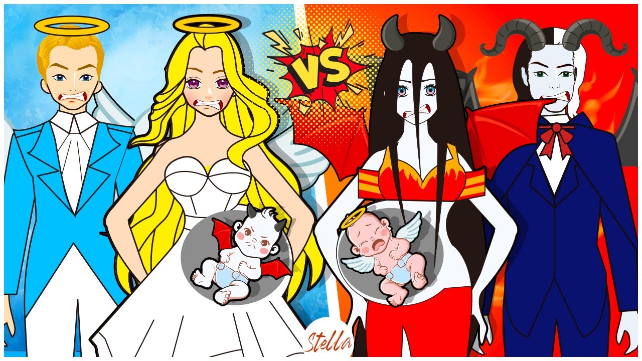 Paper dolls dress up - Pregnant Angel Raunzel vs Devil Sadako - Barbie ...