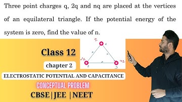 Three point charges q, 2q and nq are placed at the vertices of an equilateral triangle |