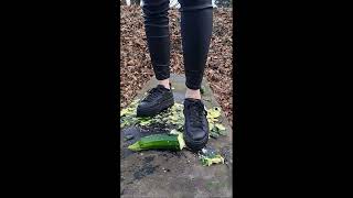 Crush zucchini with sneakers