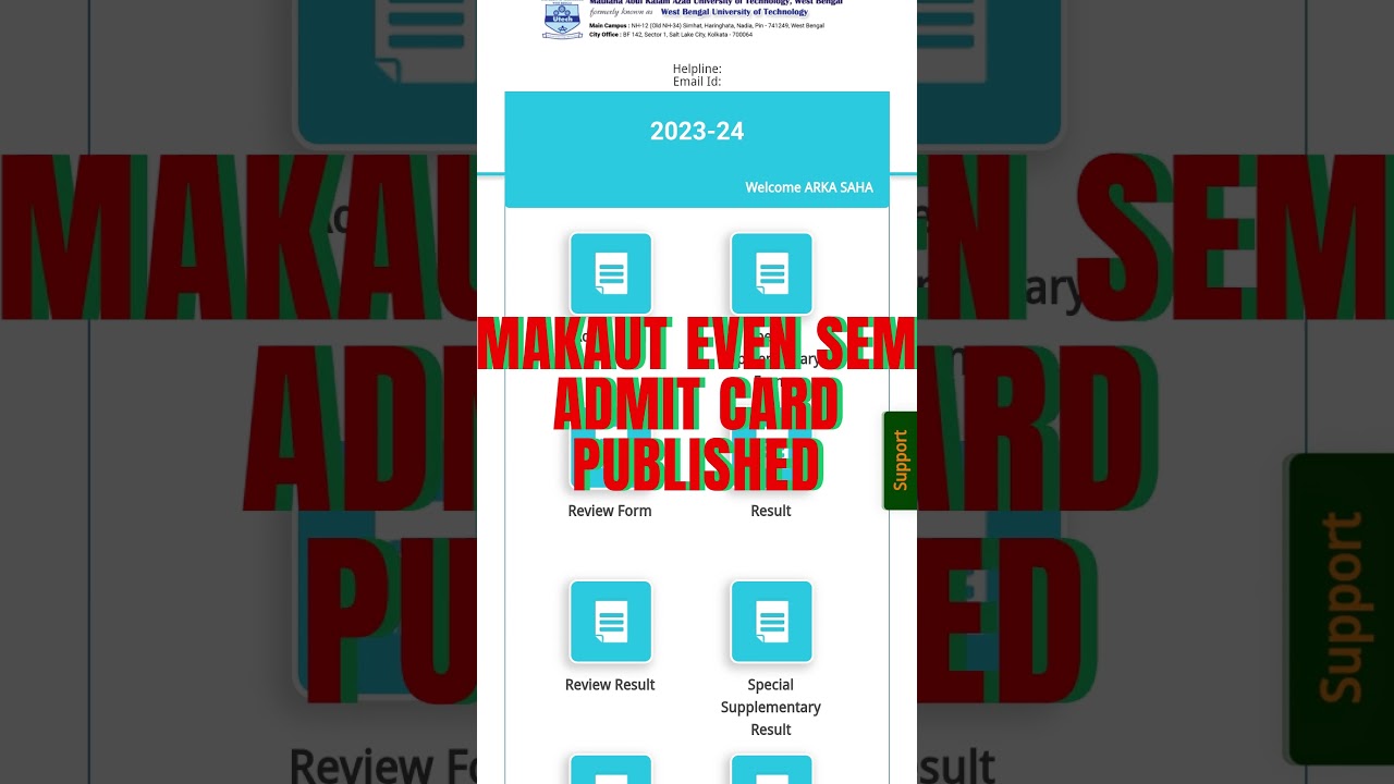 MAKAUT ADMIT CARD PUBLISHED || EVEN SEM || 2023-2024