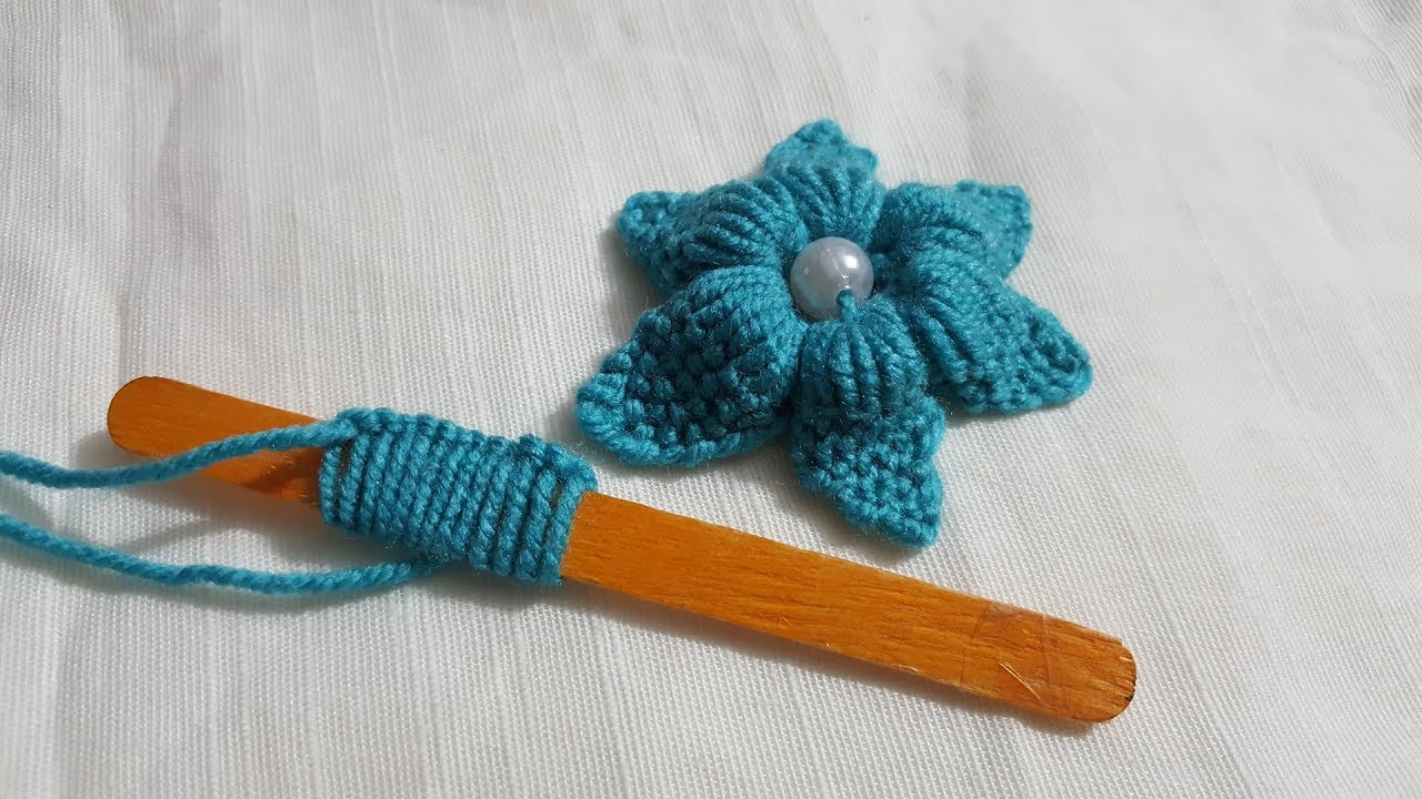 Hand Embroidery ice Cream Stick Trick Hack Making Beautiful Flower#125