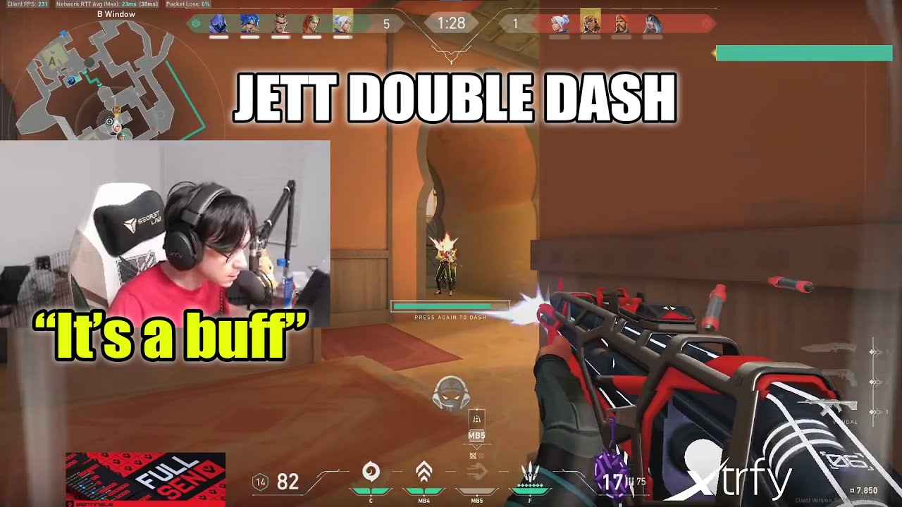 TenZ tries the Jett Dash nerfs (it's a Buff)