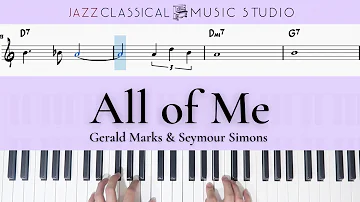 All of Me - Gerald Marks & Seymour Simons | Piano Tutorial (EASY) | WITH Music Sheet | JCMS