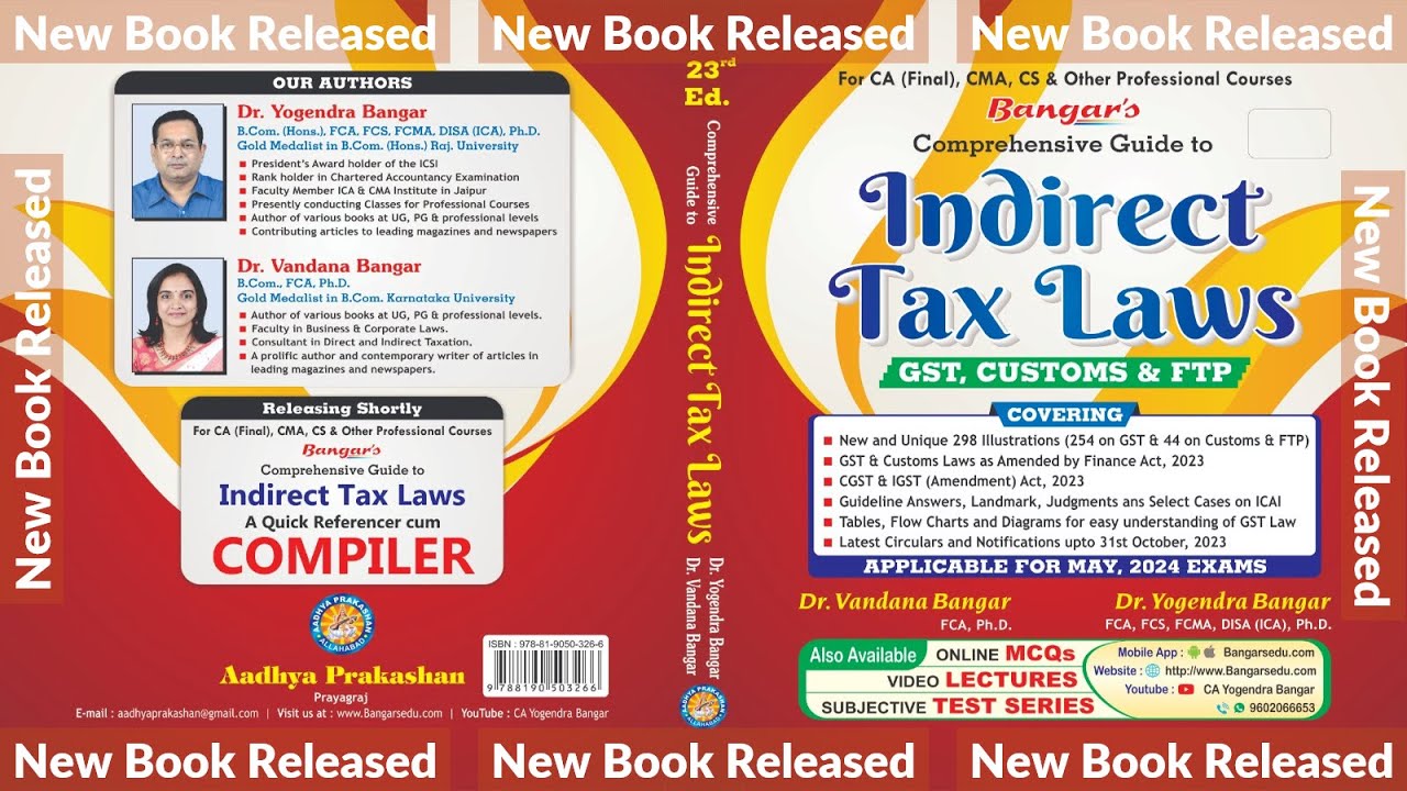 New Book Released !! Comprehensive Guide to INDIRECT TAX LAWS for CA
