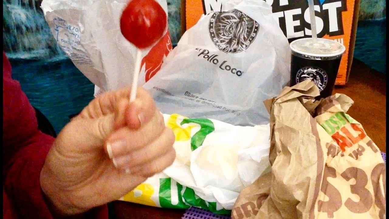 Фастфуд, автокасса из 5 мест, роллы Tootsie, тихий вечерний отдых ASMR