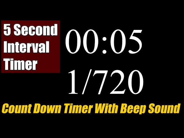 5 Second Interval Timer Repeat For One Hour With Beep Alert Sound - Continuous Count Down class=