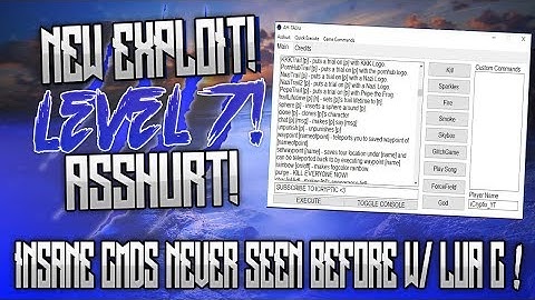 [OMFG] ✅ NEW ROBLOX HACK/EXPLOIT! ✅ | ASSHURT ! | INSANE LVL 7 W/ CMDS NEVER SEEN BEFORE! (WORKING!)