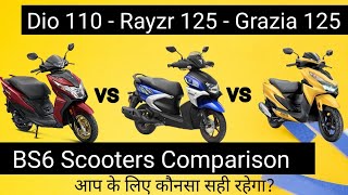 Best ? New Honda Dio 110 vs Honda Grazia 125 vs Yamaha Rayzr 125 scooters comparison | The Xpert Rai