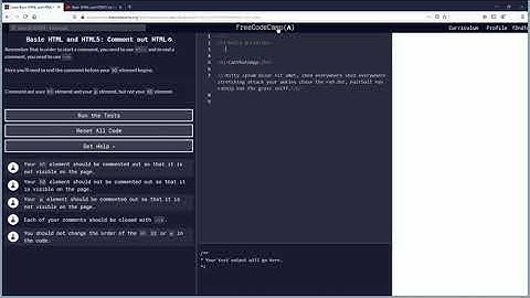 Comment out HTML Free Code Camp.Org Basic HTML and HTML5