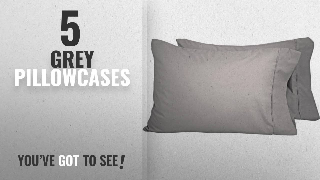 Top 10 Grey Pillowcases [2018]: Premium 1800 Ultra-Soft Microfiber Pillowcase Set - Double Brushed -