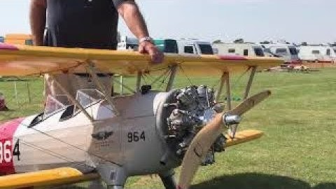 1/3 scale Balsa USA Stearman .first engine run.   HD 720p