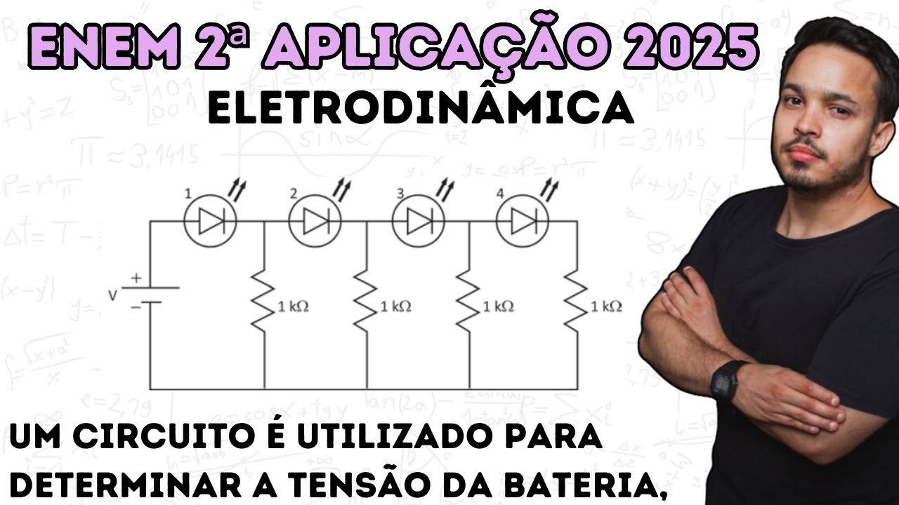 ENEM 2ª Aplicação 2025 - Um circuito é utilizado para determinar a tensão da bateria, representada
