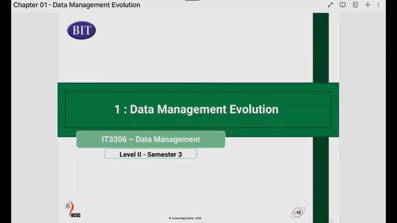 Data Management Evolution Part 01 - BIT Semester 03 IT3306