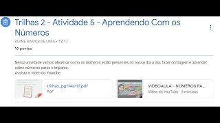 Matemática - Trilhas 2 - Atividade 5 - Aprendendo Com os Números