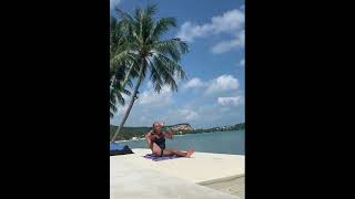 Stretching By The Beach