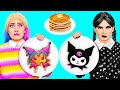 Pannenkoek Kunst Uitdaging met Wednesday Addams | Grappige Keuken Oorlog Crazy DO