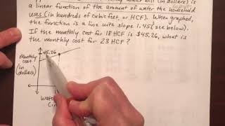 Application problem with a linear function: Finding a coordinate given the slope and a point