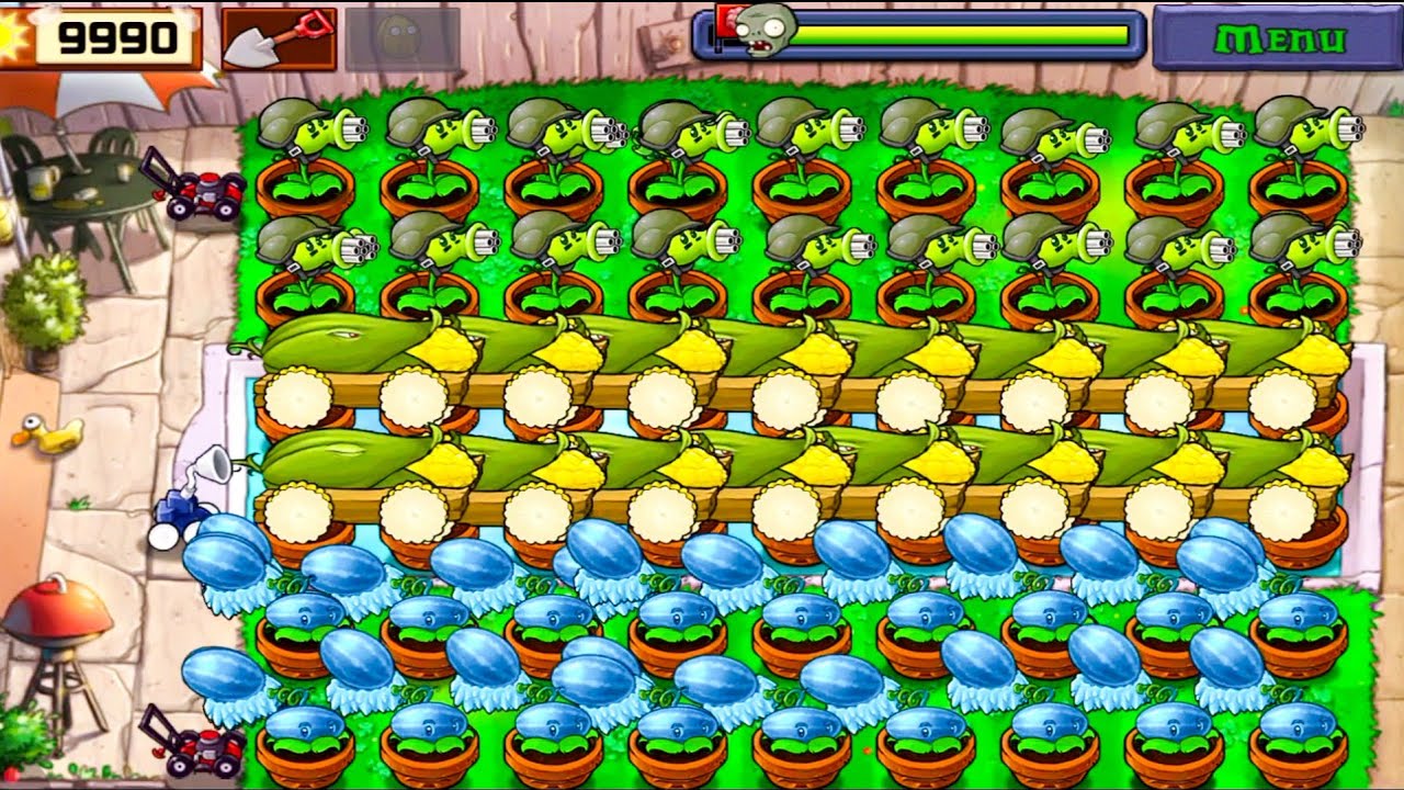Plants Vs zombies Survival Pool Cob Cannon+Gatling Pea+Winter Melon Pult Vs All Zombies Gameplay 