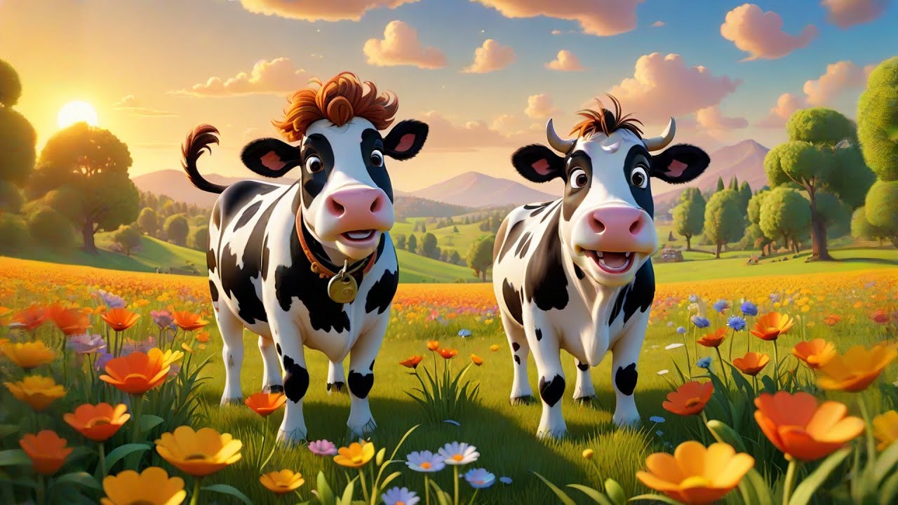 Four Spotted Cows Moo in the Field | Fun Counting Song for Kids | Nursery Rhymes and Baby Songs
