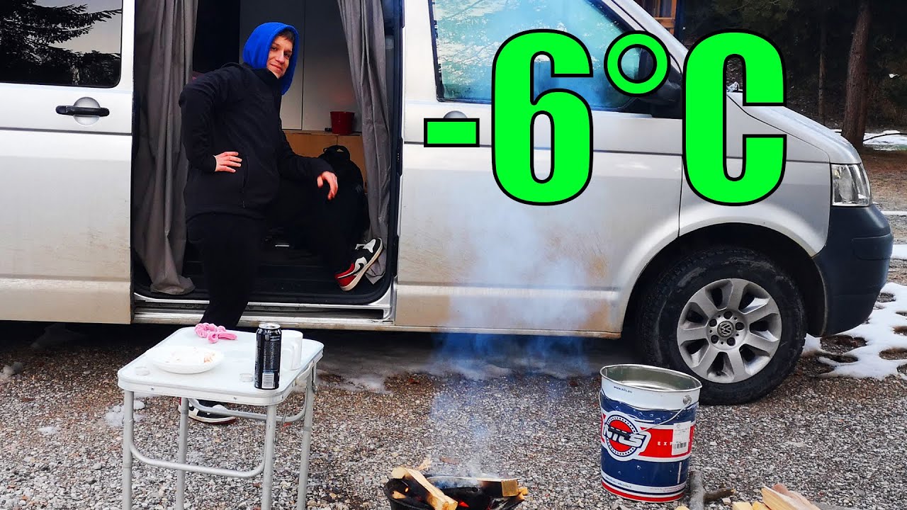 Kampiranje V Kombiju Pozimi  -6°C STOPINJ