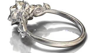 Black Diamond Lotus Ring
