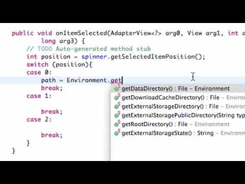 Android Application Development Tutorial   106   OnItemSelected and File Directories