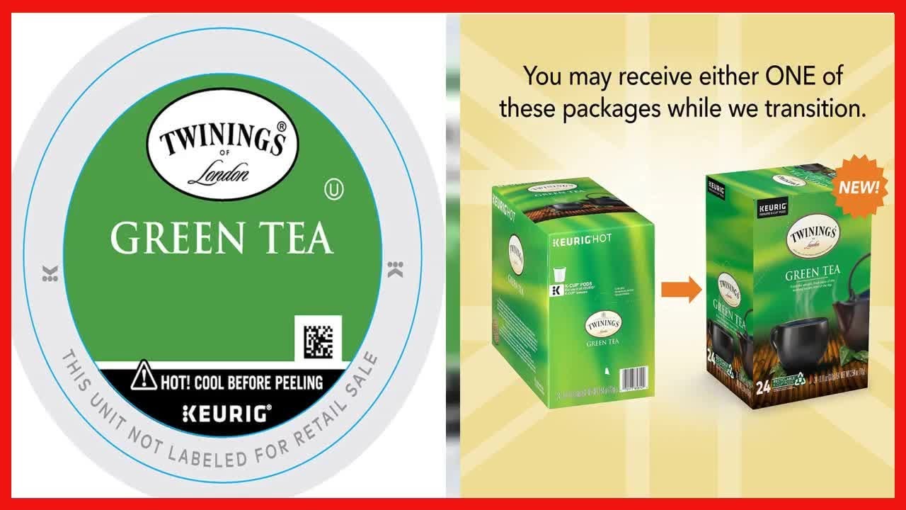 Twinings Green Tea K Cup Pods for Keurig, Caffeinated Pure Green Tea, Smooth Flavour, Enticing Aroma