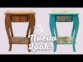 👍 Mesita VINTAGE 💙decoupage con TELA !!!!! RENOVACIÓN COMPLETA 🥰