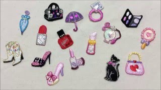 ラメポップ 刺繍アイロンワッペン☆ファッション＆メイクアップ☆ifj003　ミノダオリジナルアップリケ